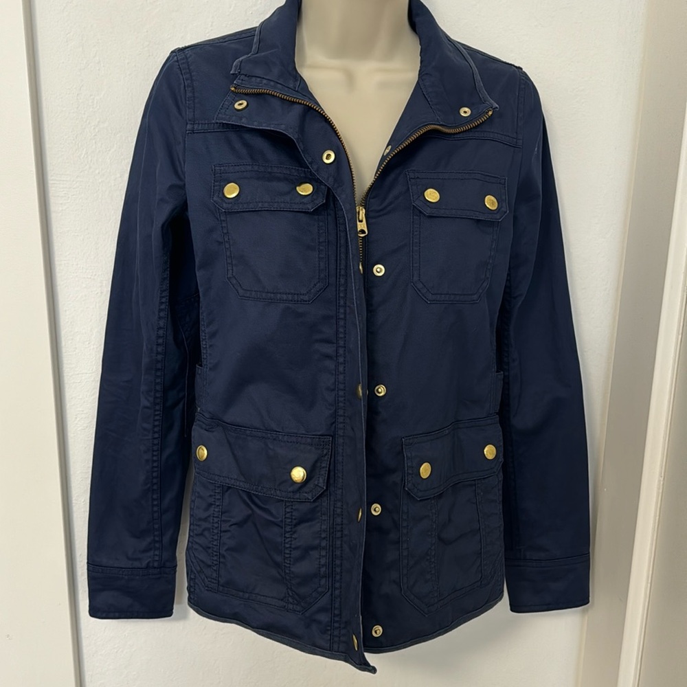 J. Crew Blue Gold Button Downtown Field Utility Jacket XXS